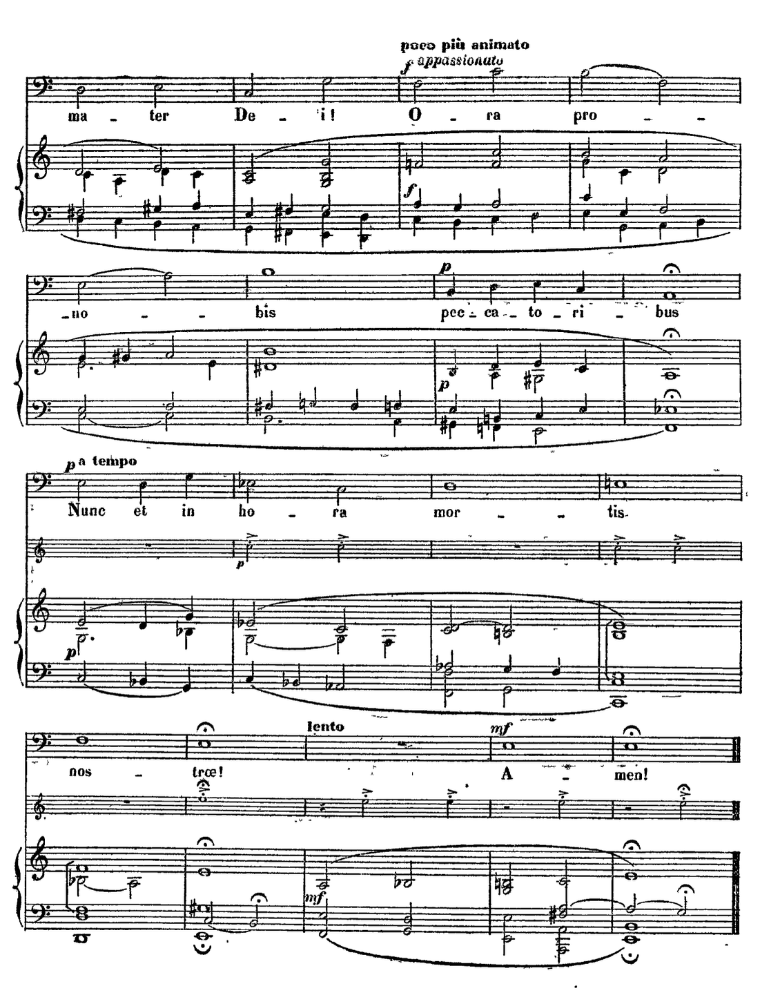 Salutation Angélique — score, page 3: «mater Dei! Ora pro nobis peccatoribus, nunc et in hora mortis nostrae! Amen!».